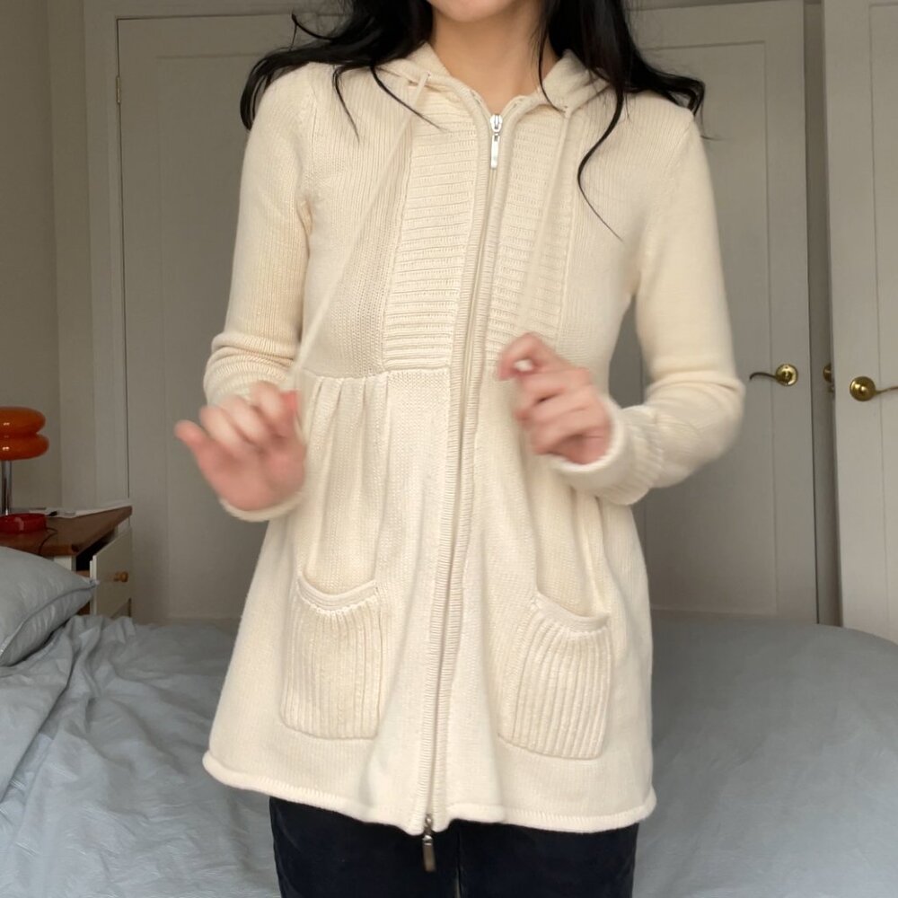 Vintage Between Me & You Babydoll Zip Hooded Sweater w Pockets